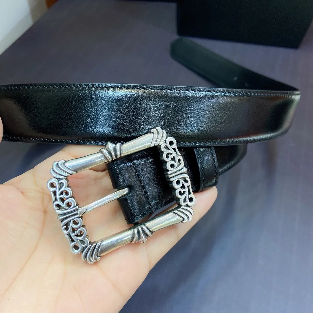 𝐂𝐡𝐫𝐨𝐦𝐞𝐇𝐞𝐚𝐫𝐭𝐬 Crow Heart Japanese Pin Buckle Belt [Fixed Style], the brass silver-plated buckle is paired with an imported wax leather belt, which is very cool. Width 3.0cmp480